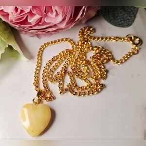 Vintage 80s ✨️💛Yellow Gemstone Heart Pendant Necklace